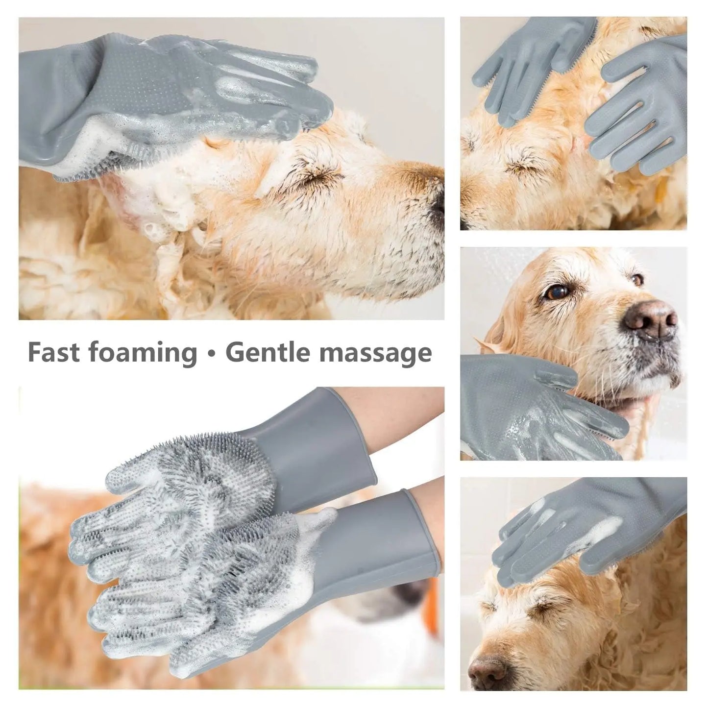 Pet Grooming Gloves – 5-Finger Deshedding & Bathing Brush Mitt for Dogs & Cats