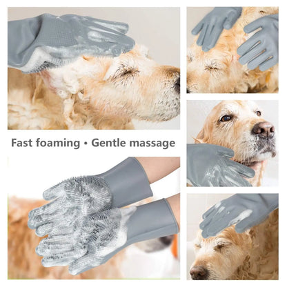 Pet Grooming Gloves – 5-Finger Deshedding & Bathing Brush Mitt for Dogs & Cats