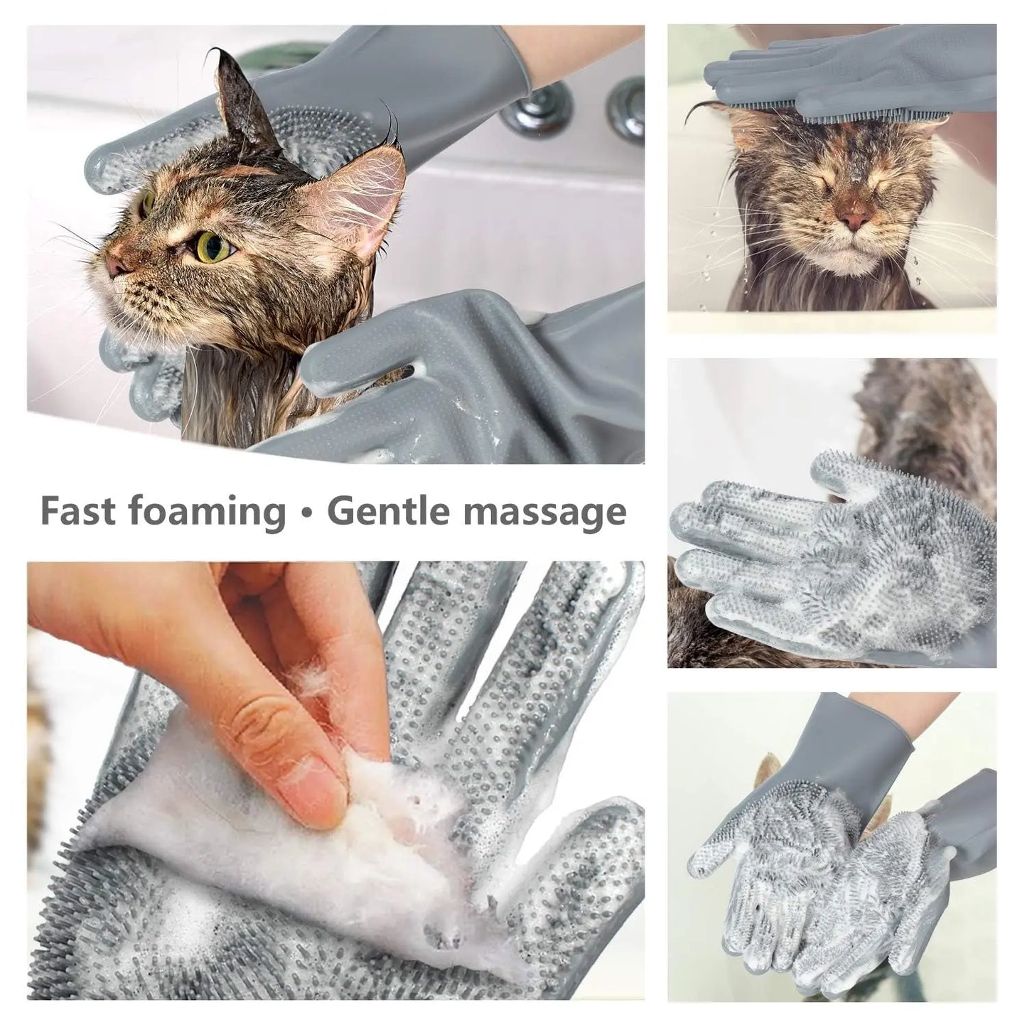 Pet Grooming Gloves – 5-Finger Deshedding & Bathing Brush Mitt for Dogs & Cats