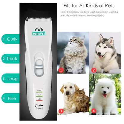 Pet Hair Clipper Trimmer – Professional, Rechargeable, Low Noise Grooming Tool for Dogs & Cats