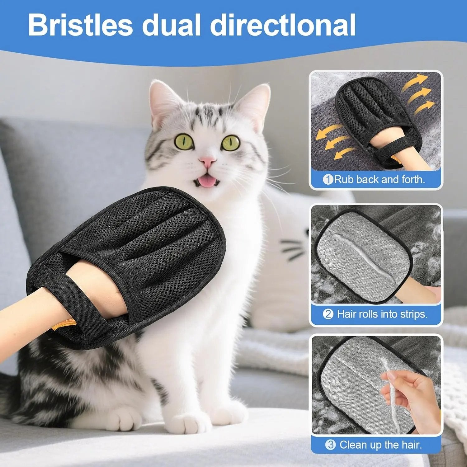 Pet Hair Removal Glove – Reusable 5-Finger Electrostatic Brush for Cats & Dogs