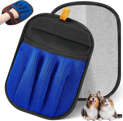 Pet Hair Removal Glove – Reusable 5-Finger Electrostatic Brush for Cats & Dogs Blue