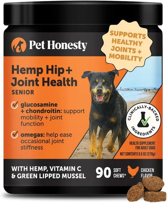 Pet Honesty Senior Hemp Hip & Joint Supplement for Dogs Mobility Chews 90 Ct Chicken - Senior 90 Ct