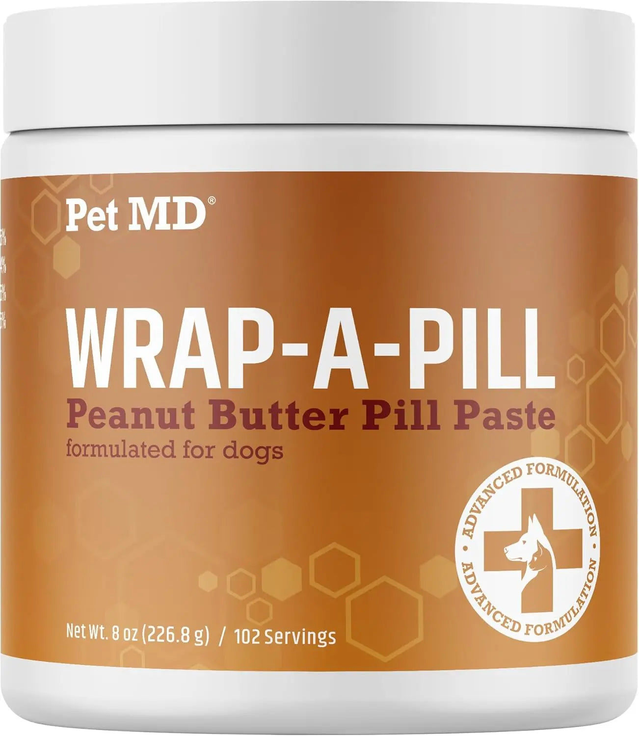 Pet MD Wrap-A-Pill Dog Pill Paste, Cheese & Bacon Flavor, Low Calorie Peanut Butter 8 Ounce