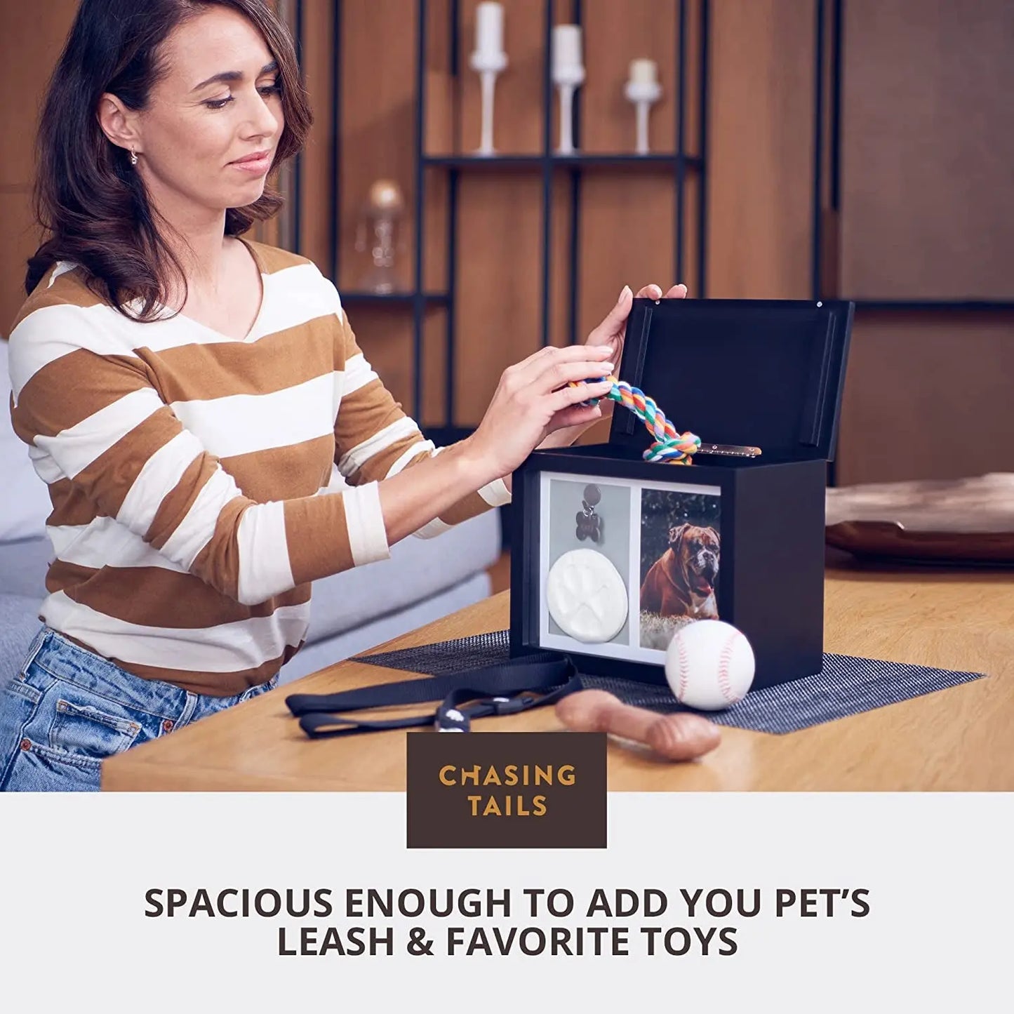 Pet Memorial Urn Keepsake Box for Dogs & Cats w/ Paw Print Kit & Album