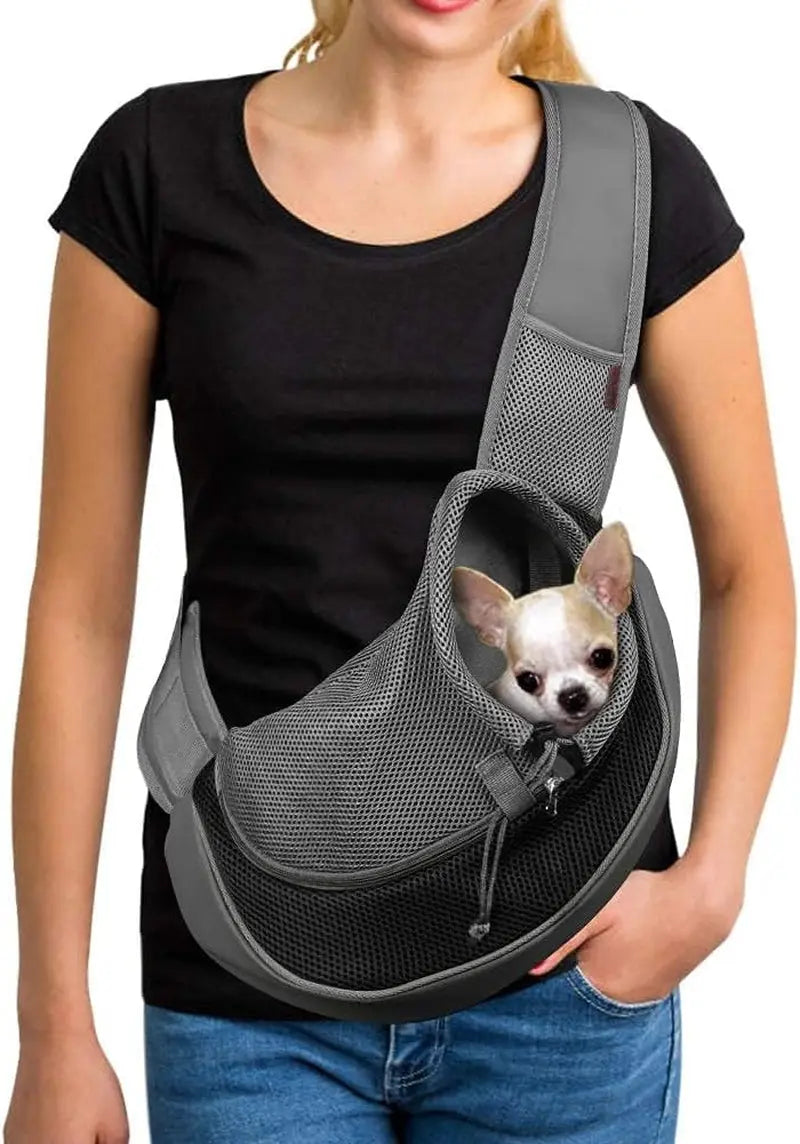 Pet Sling Carrier Adjustable Breathable Hands Free Small Dog Cat Travel Black 1.0 Basic (Zipper Pocket) Small (2-4.5Lbs)