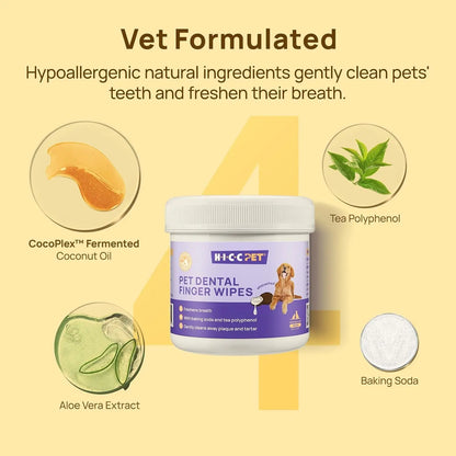 Pet Teeth Cleaning Wipes for Dogs & Cats Plaque Tartar Breath Freshener