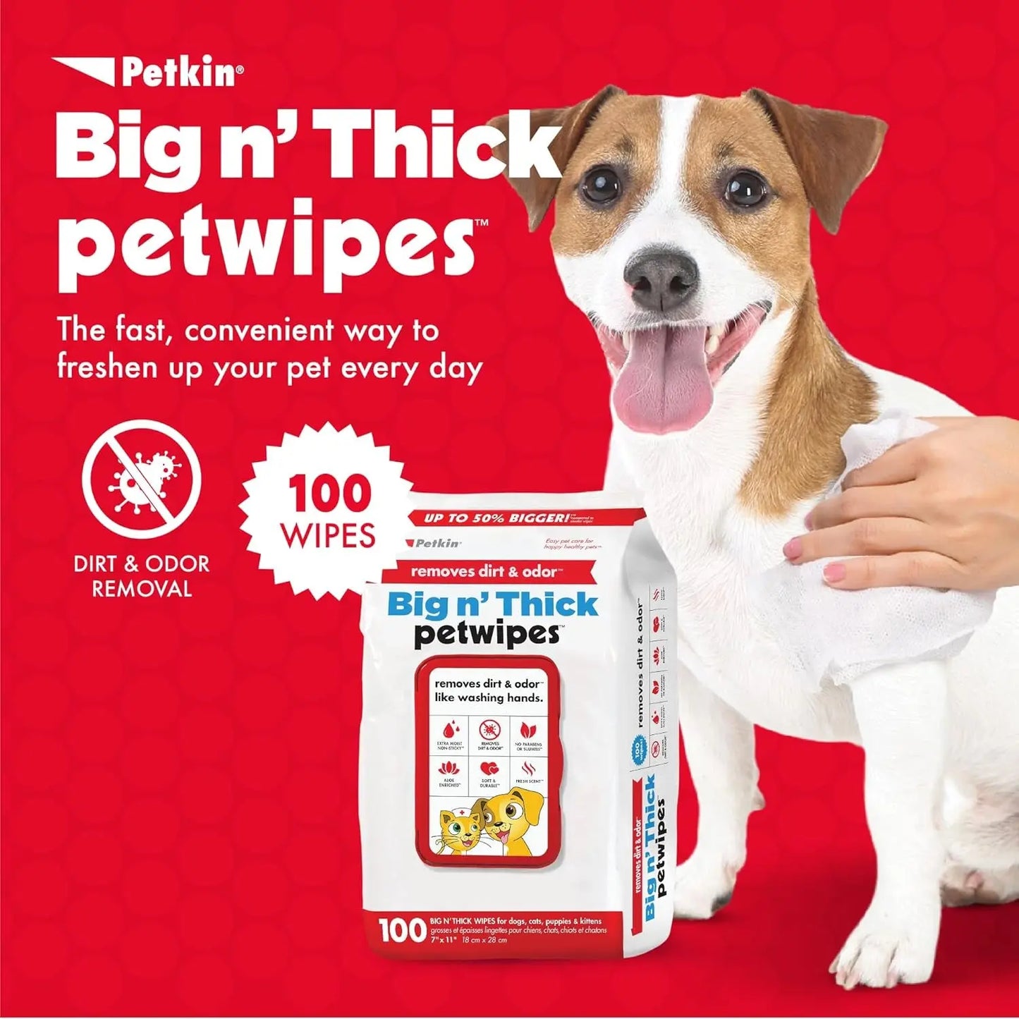 Pet Wipes for Dogs & Cats – 100 Large Grooming Wipes for Ears, Face, Eyes & Paws
