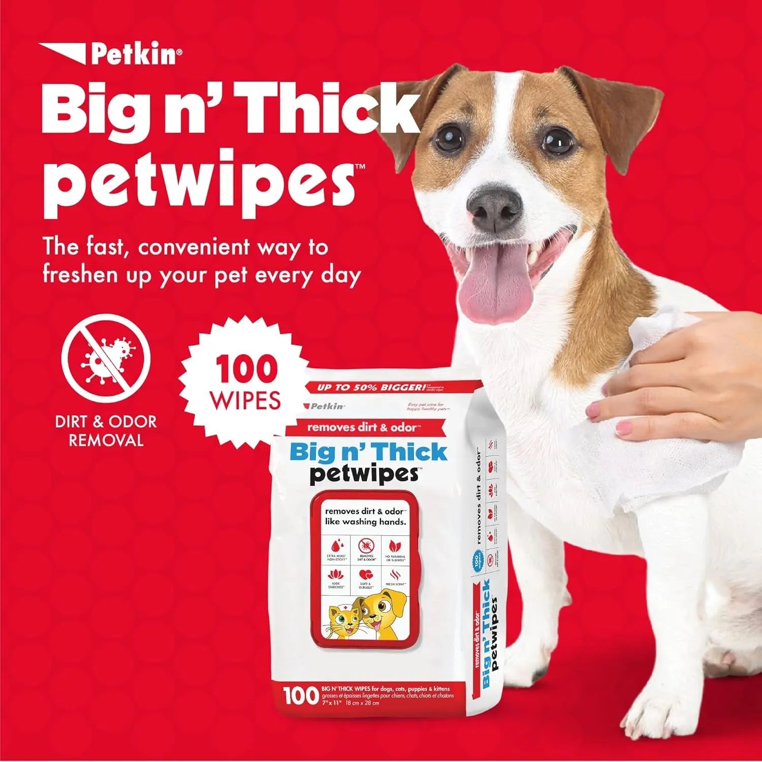 Pet Wipes for Dogs & Cats – 100 Large Grooming Wipes for Ears, Face, Eyes & Paws