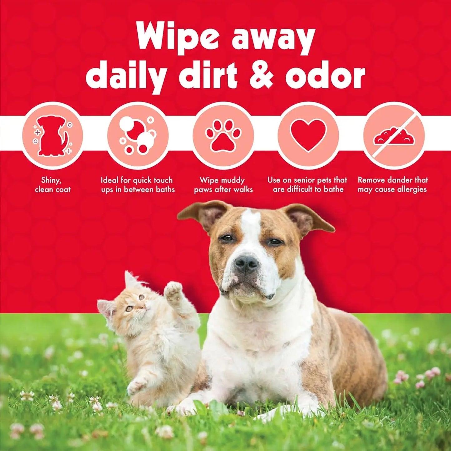 Pet Wipes for Dogs & Cats – 100 Large Grooming Wipes for Ears, Face, Eyes & Paws