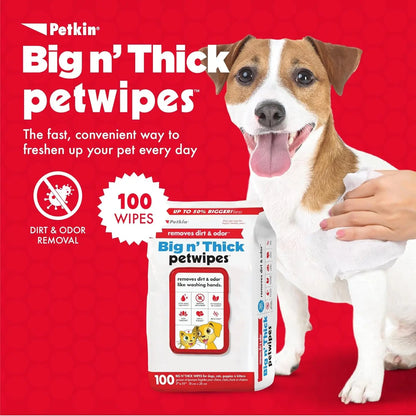 Pet Wipes for Dogs & Cats – 100 Large Grooming Wipes for Ears, Face, Eyes & Paws