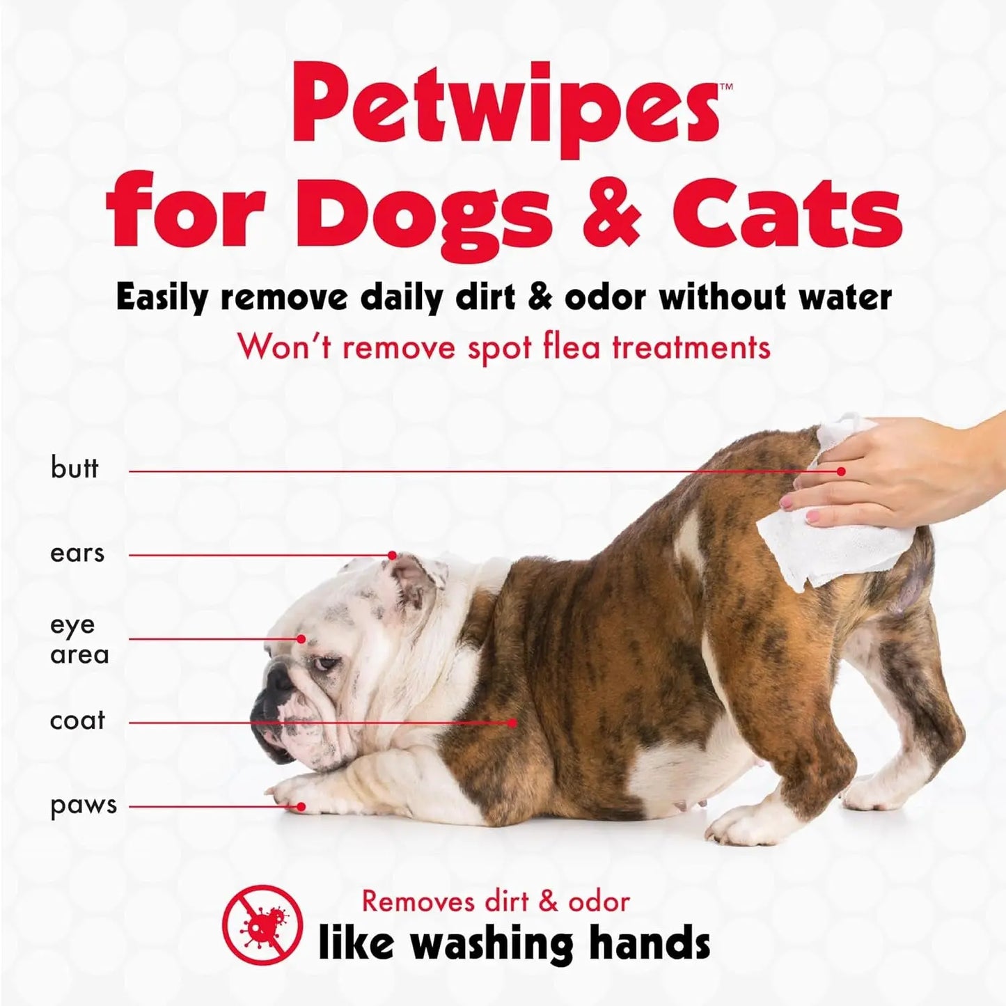 Pet Wipes for Dogs & Cats – 100 Large Grooming Wipes for Ears, Face, Eyes & Paws