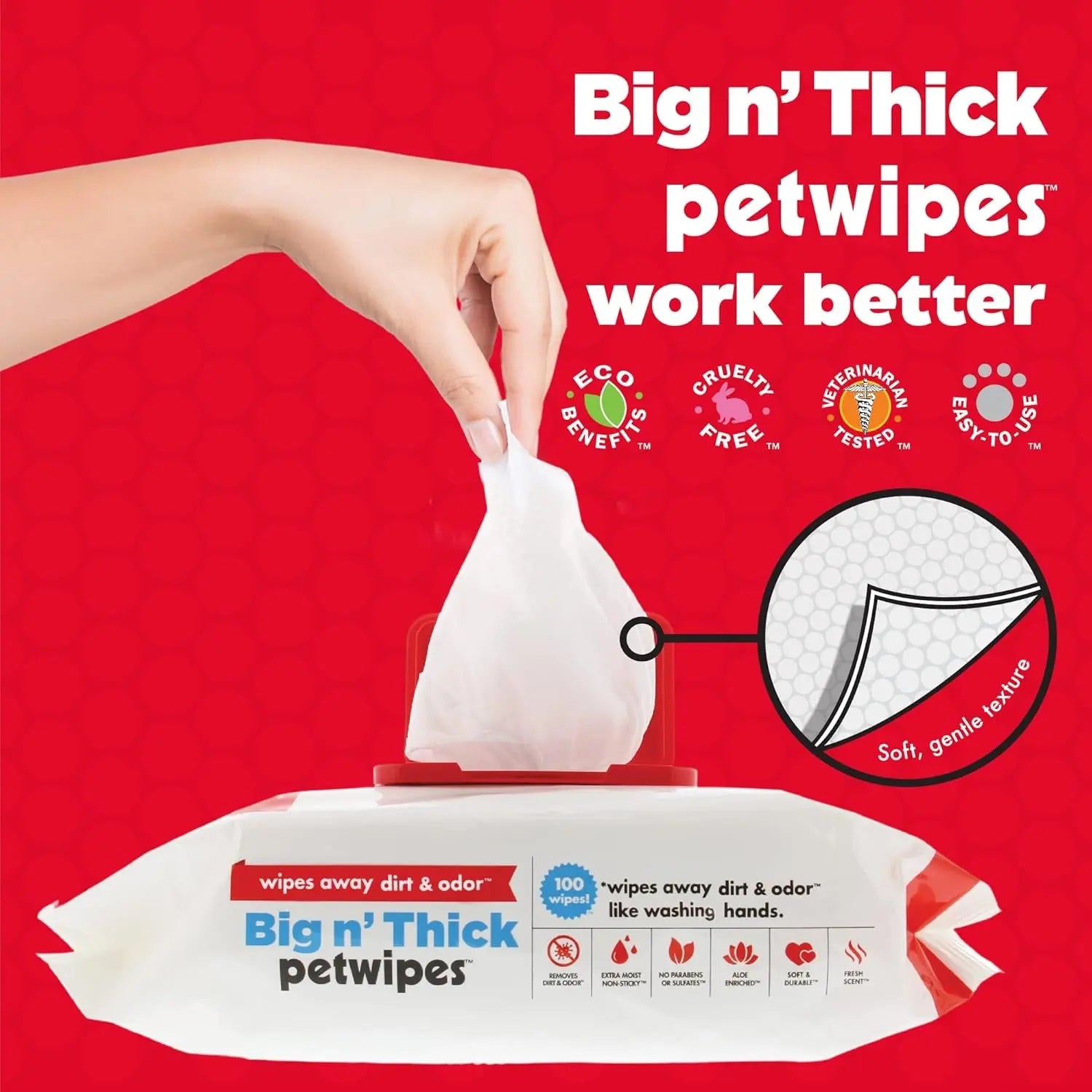 Pet Wipes for Dogs & Cats – 100 Large Grooming Wipes for Ears, Face, Eyes & Paws