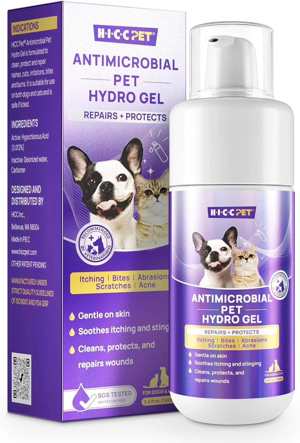 Pet Wound Care Hydro Gel for Dogs & Cats, Hot Spot & Skin Relief – 3.4 oz 1 Bottle