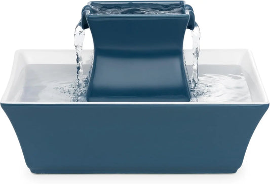 PetSafe Pagoda Ceramic Pet Fountain, Dual Stream, Elevated Bowl, 70 oz
