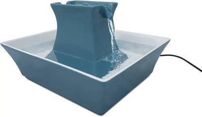 PetSafe Pagoda Ceramic Pet Fountain, Dual Stream, Elevated Bowl, 70 oz