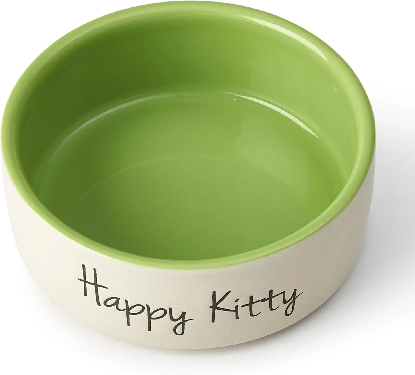 Happy Kitty Stoneware Cat Bowl, 2-Cup Ceramic Dish, Dishwasher & Microwave Safe