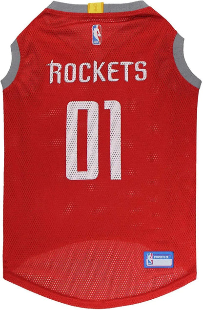 Pets First NBA Dog Jersey Tank Top Basketball Pet Shirt – All Teams & Sizes Houston Rockets