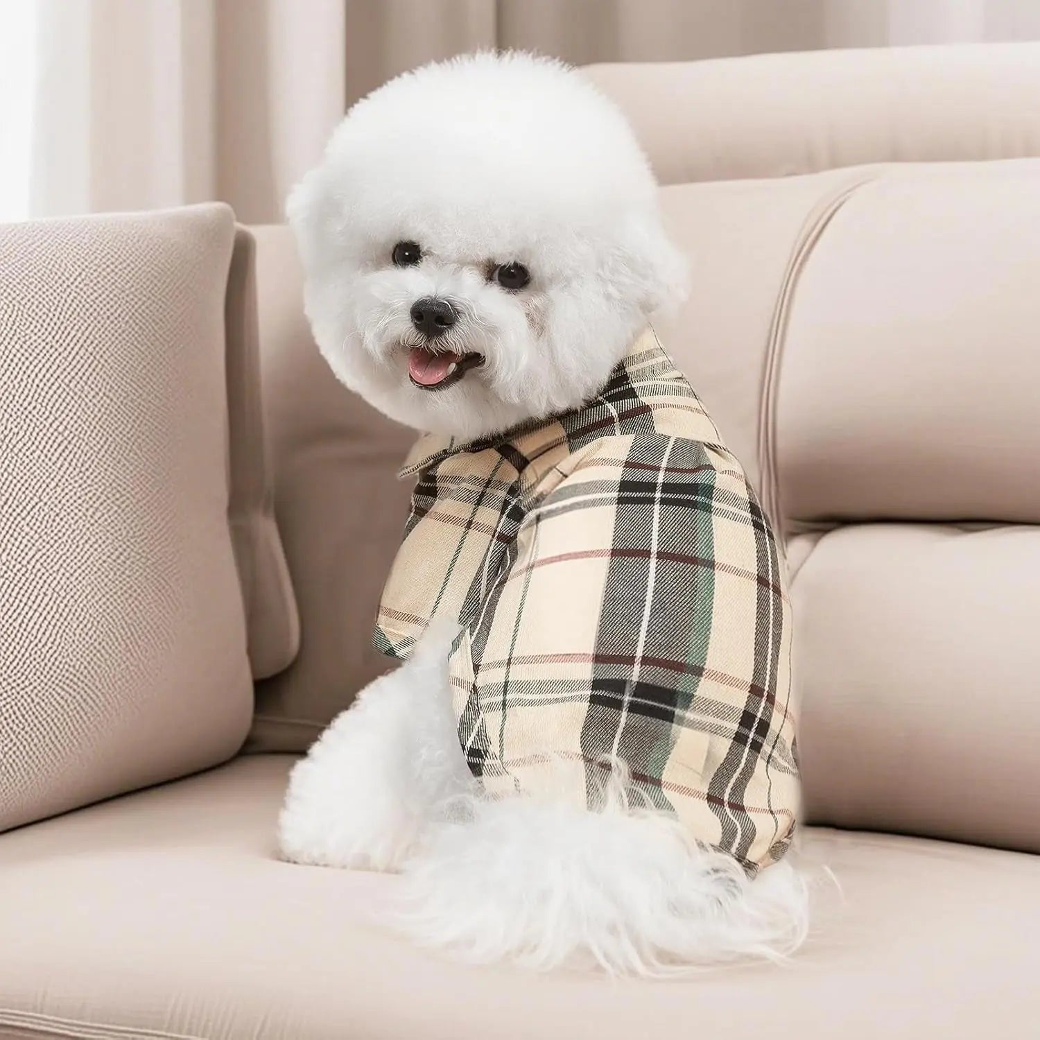 Plaid Dog Polo Shirt Soft Pet Outfit for Small & Medium Dogs and Cats