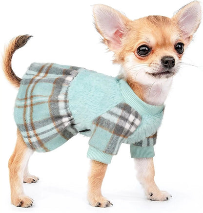 Plaid Dog Sweater Dress for Small Dogs – Warm Winter Outfit for Girl & Boy Puppies