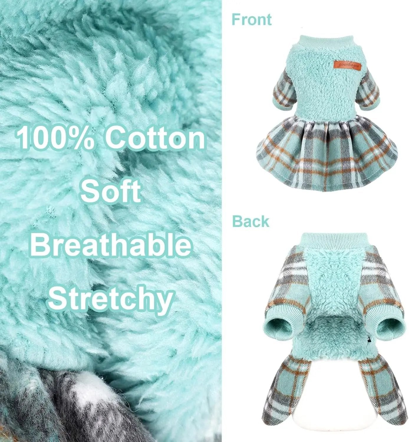 Plaid Dog Sweater Dress for Small Dogs – Warm Winter Outfit for Girl & Boy Puppies