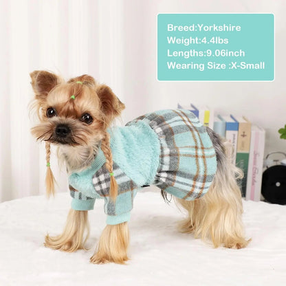 Plaid Dog Sweater Dress for Small Dogs – Warm Winter Outfit for Girl & Boy Puppies