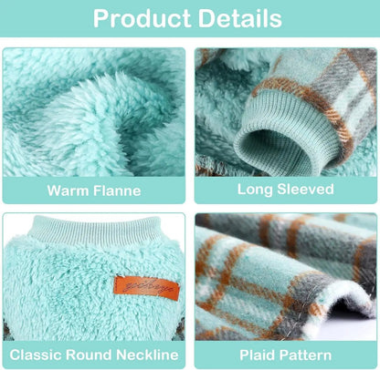 Plaid Dog Sweater Dress for Small Dogs – Warm Winter Outfit for Girl & Boy Puppies