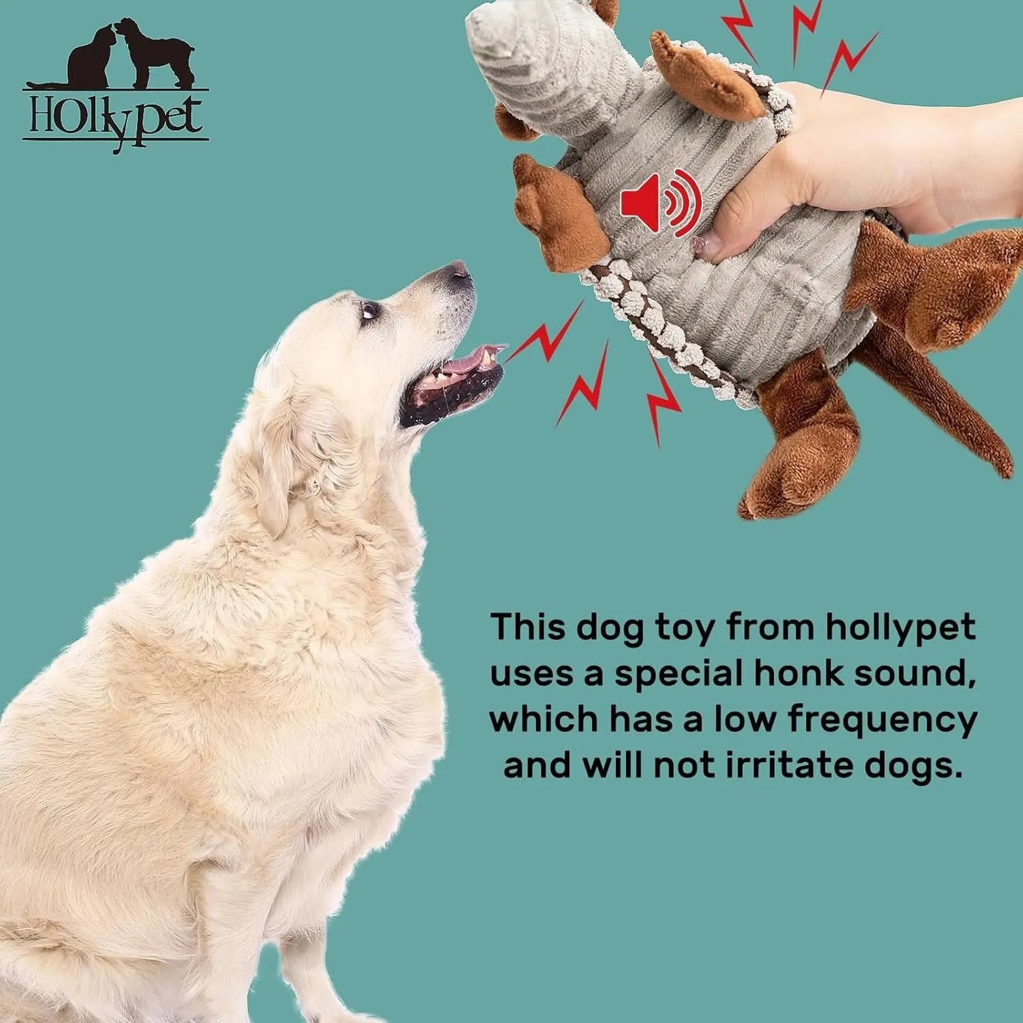 Armadillo Squeaky Plush Dog Toy, Soft Chew Toy for Small & Medium Dogs