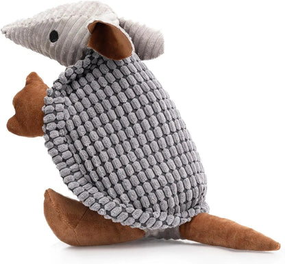 Armadillo Squeaky Plush Dog Toy, Soft Chew Toy for Small & Medium Dogs Dark Gray