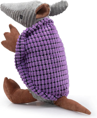 Armadillo Squeaky Plush Dog Toy, Soft Chew Toy for Small & Medium Dogs Purple 14 In