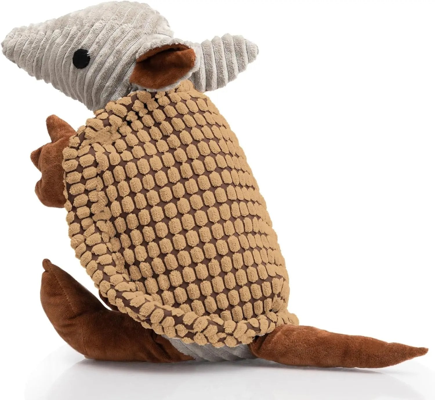 Armadillo Squeaky Plush Dog Toy, Soft Chew Toy for Small & Medium Dogs Light Brown 10 In