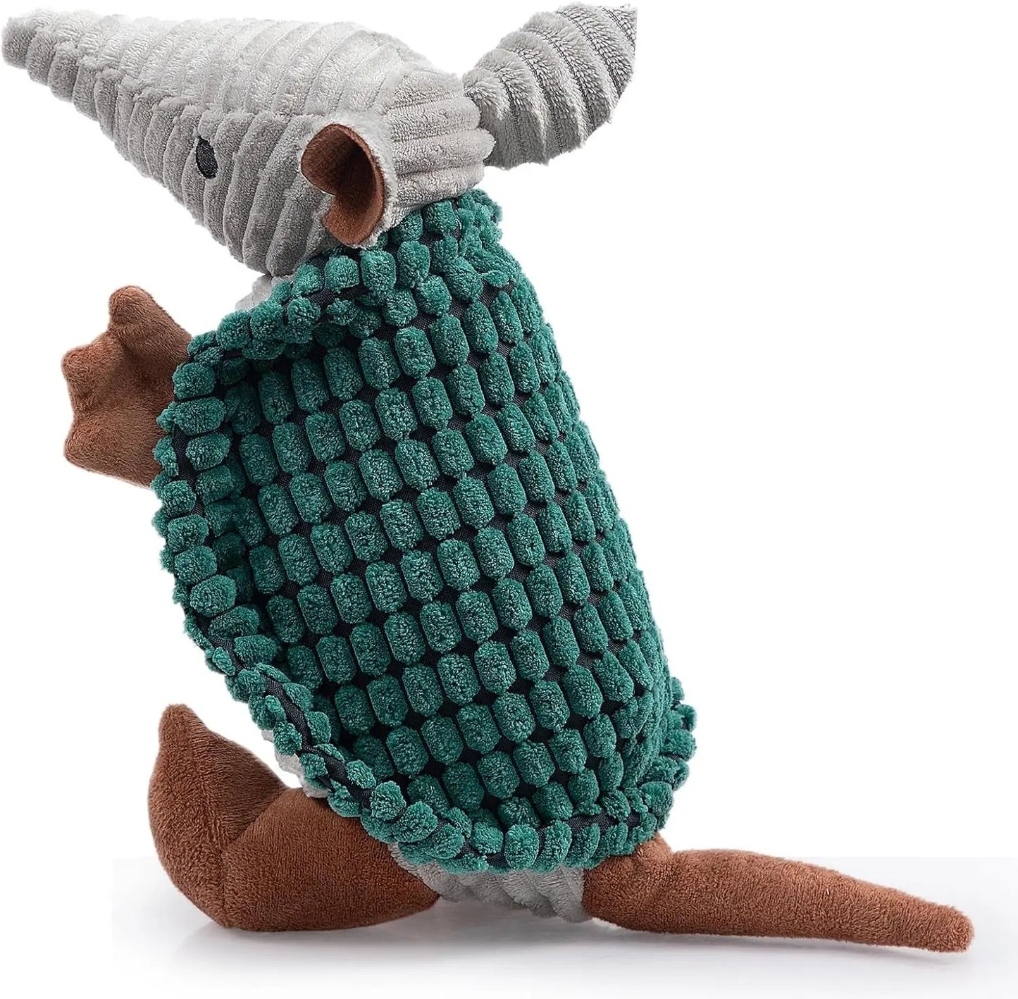 Armadillo Squeaky Plush Dog Toy, Soft Chew Toy for Small & Medium Dogs Deep Green 10 In
