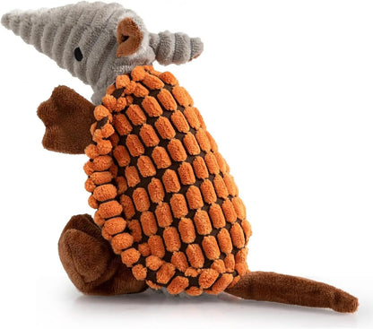 Armadillo Squeaky Plush Dog Toy, Soft Chew Toy for Small & Medium Dogs Tangerine 8 In