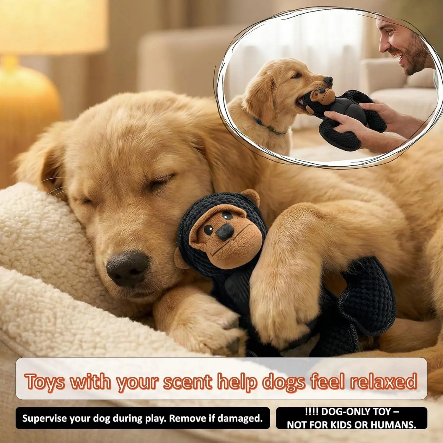 Plush Squeaky Gorilla Dog Toy 11in Tough for Large Dogs