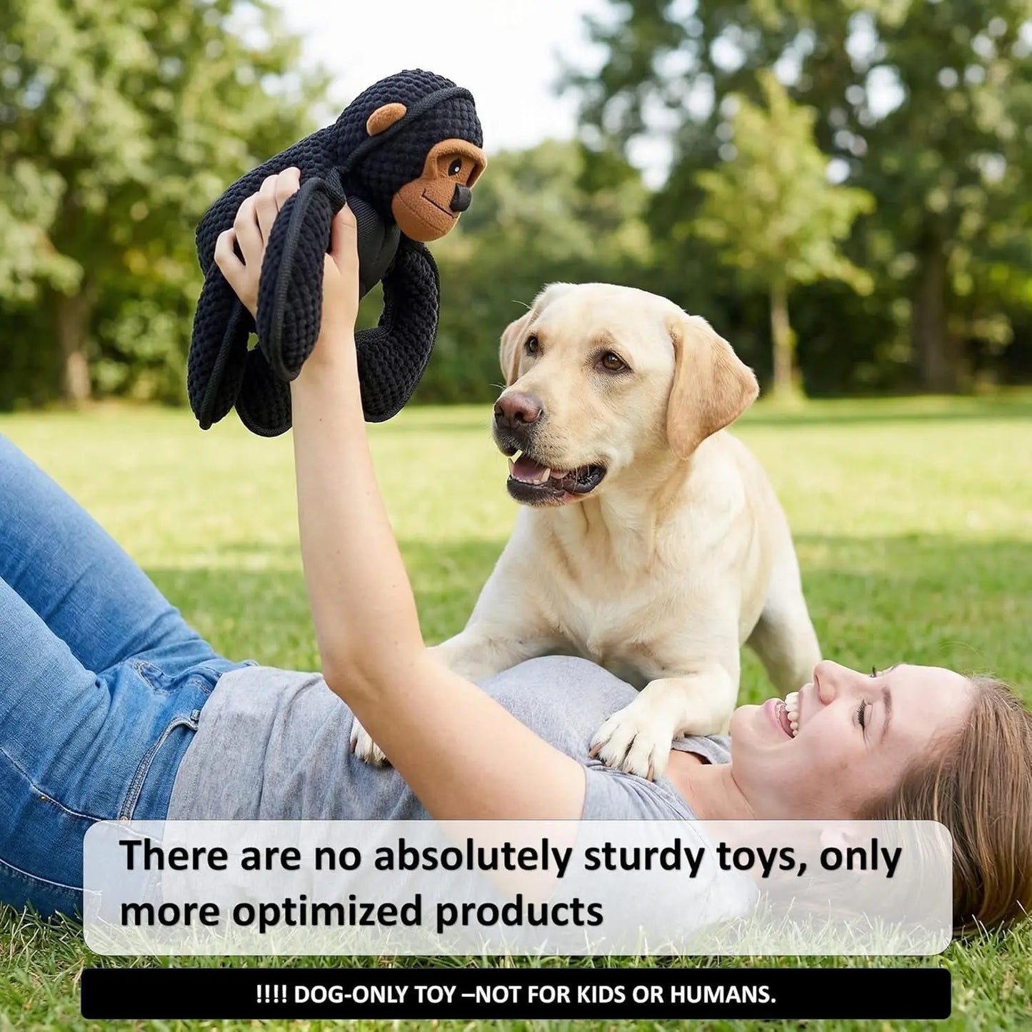 Plush Squeaky Gorilla Dog Toy 11in Tough for Large Dogs