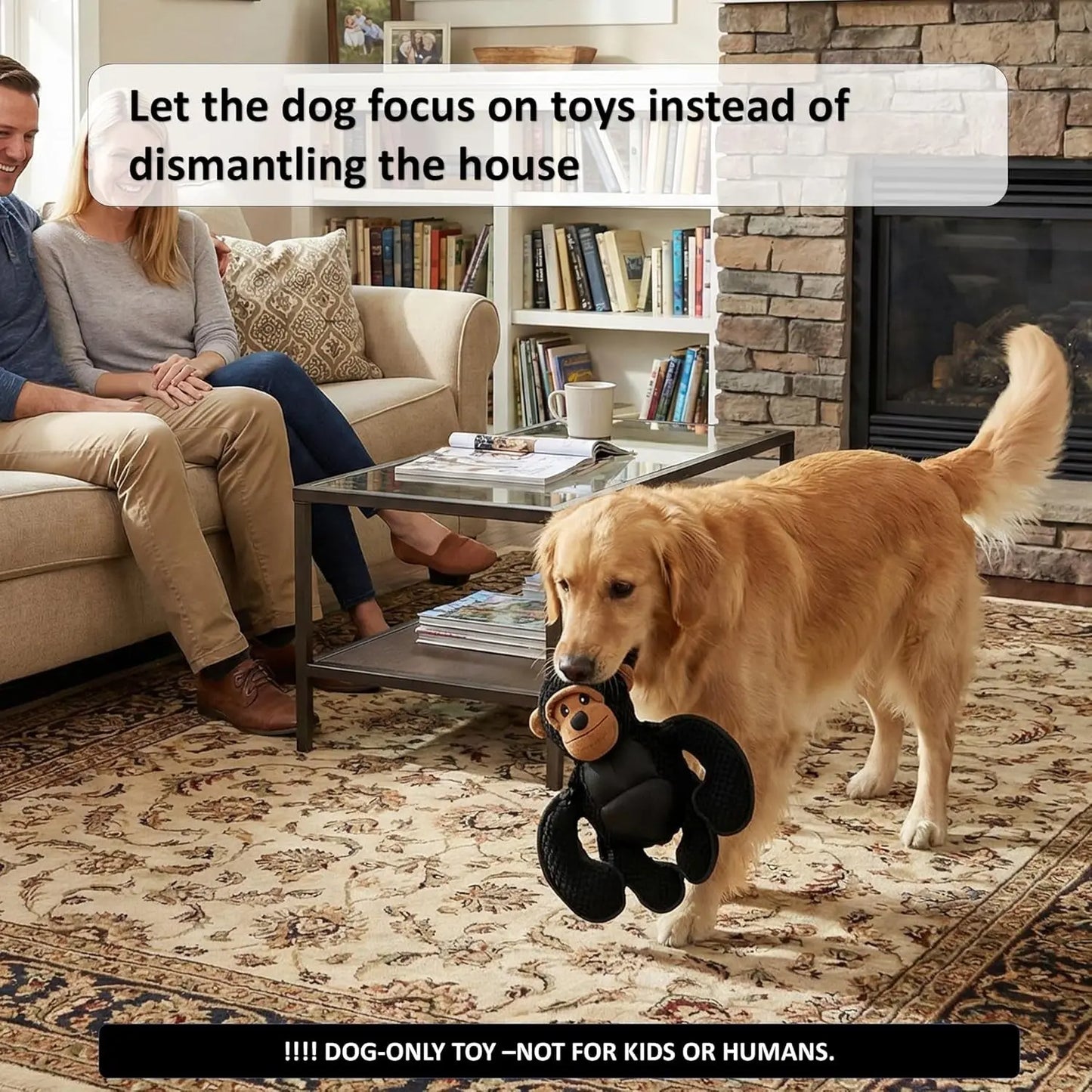 Plush Squeaky Gorilla Dog Toy 11in Tough for Large Dogs