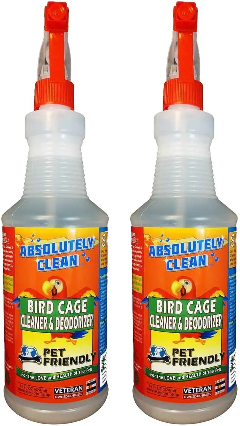 Premium Bird Cage Cleaner & Deodorizer–USA Made, Fragrance Free, 4X Concentrate 32 Fl Oz (Pack Of 2)