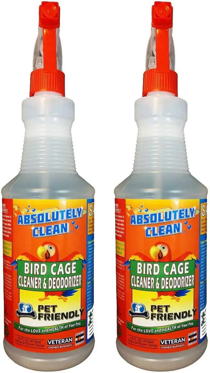 Premium Bird Cage Cleaner & Deodorizer–USA Made, Fragrance Free, 4X Concentrate 32 Fl Oz (Pack Of 2)