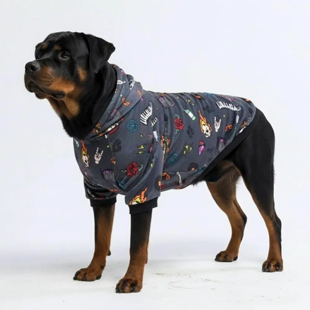 Premium Dog Hoodie – Soft Fleece Stretch Hoodie for Small to Large Dogs S–5XL Rock And Roll 4Xl: 80-115Lbs