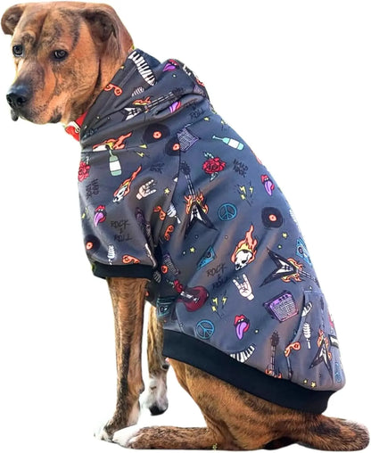 Premium Dog Hoodie – Soft Fleece Stretch Hoodie for Small to Large Dogs S–5XL Rock And Roll 5Xl: 115-150Lbs