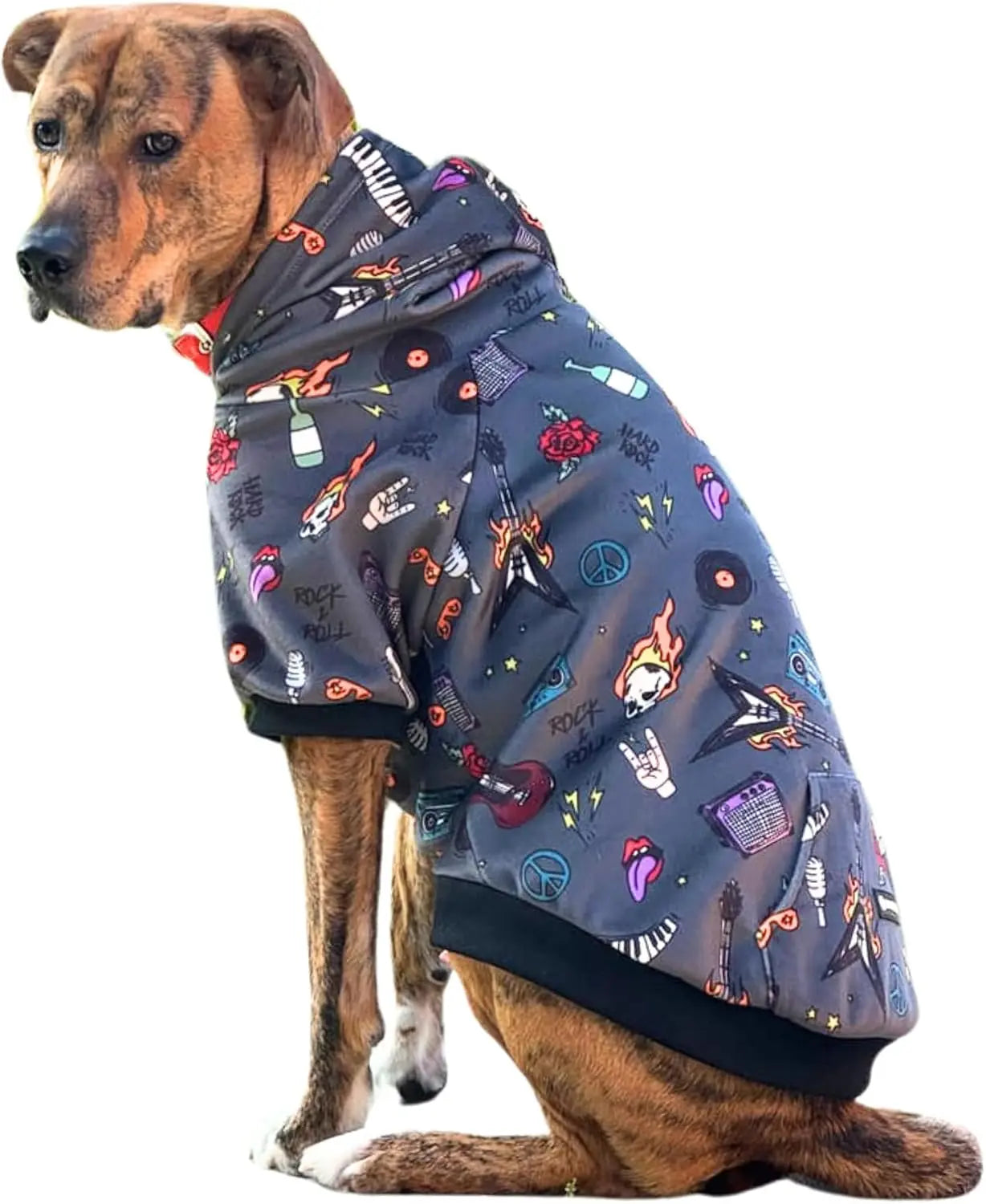 Premium Dog Hoodie – Soft Fleece Stretch Hoodie for Small to Large Dogs S–5XL Rock And Roll 5Xl: 115-150Lbs