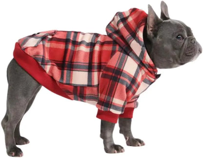 Premium Dog Hoodie – Soft Fleece Stretch Hoodie for Small to Large Dogs S–5XL Red Plaid Xl: 25-40Lbs