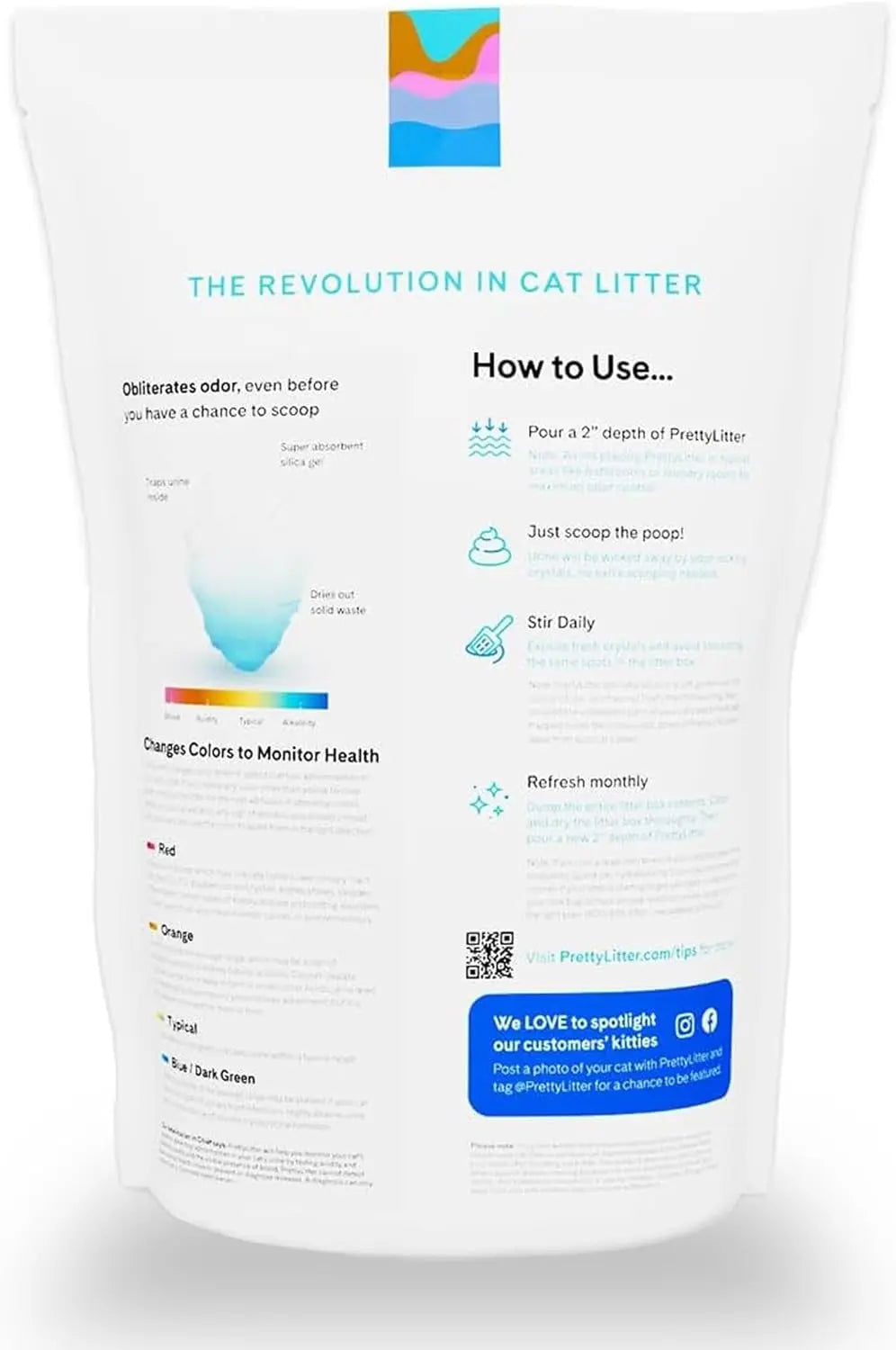 PrettyLitter Health Monitoring Cat Litter – Silica Gel, 6 lbs, Non Clumping