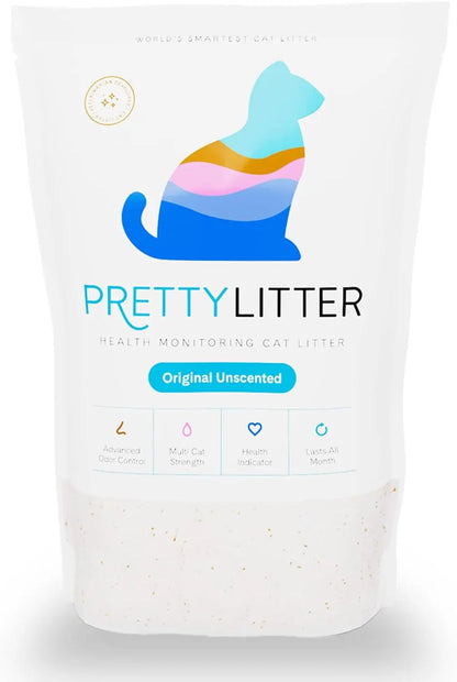 PrettyLitter Health Monitoring Cat Litter – Silica Gel, 6 lbs, Non Clumping Unscented 6 Lb