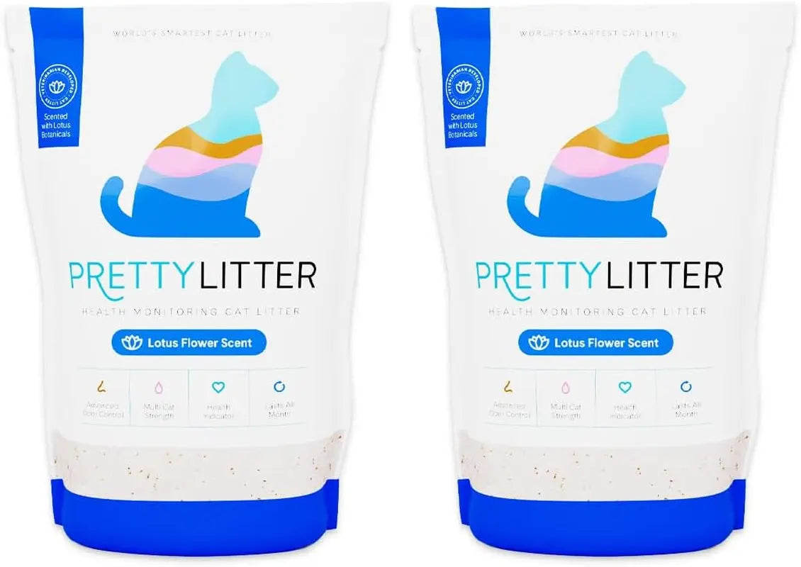 PrettyLitter Health Monitoring Cat Litter – Silica Gel, 6 lbs, Non Clumping Lotus Flower 6 Lb (Pack Of 2)