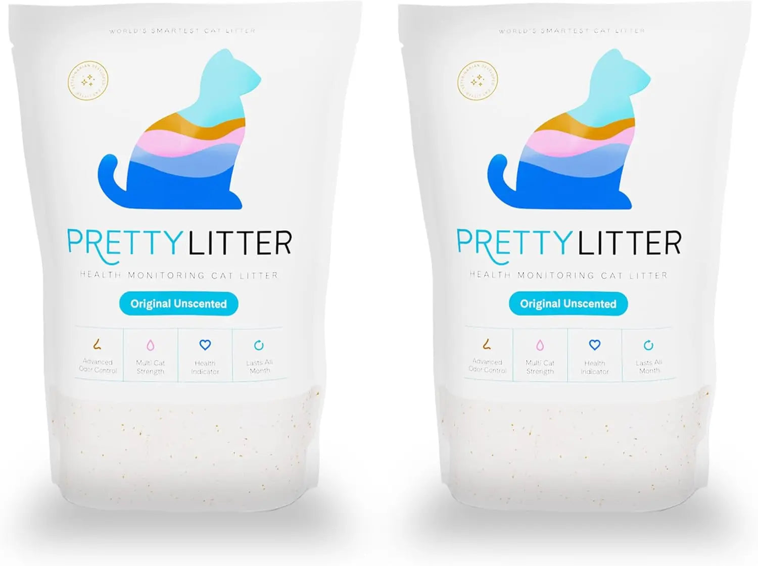 PrettyLitter Health Monitoring Cat Litter – Silica Gel, 6 lbs, Non Clumping Unscented 6 Lb (Pack Of 2)