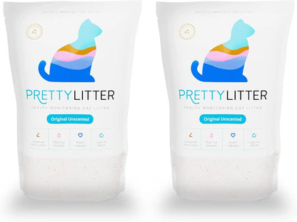 PrettyLitter Health Monitoring Cat Litter – Silica Gel, 6 lbs, Non Clumping Unscented 6 Lb (Pack Of 2)