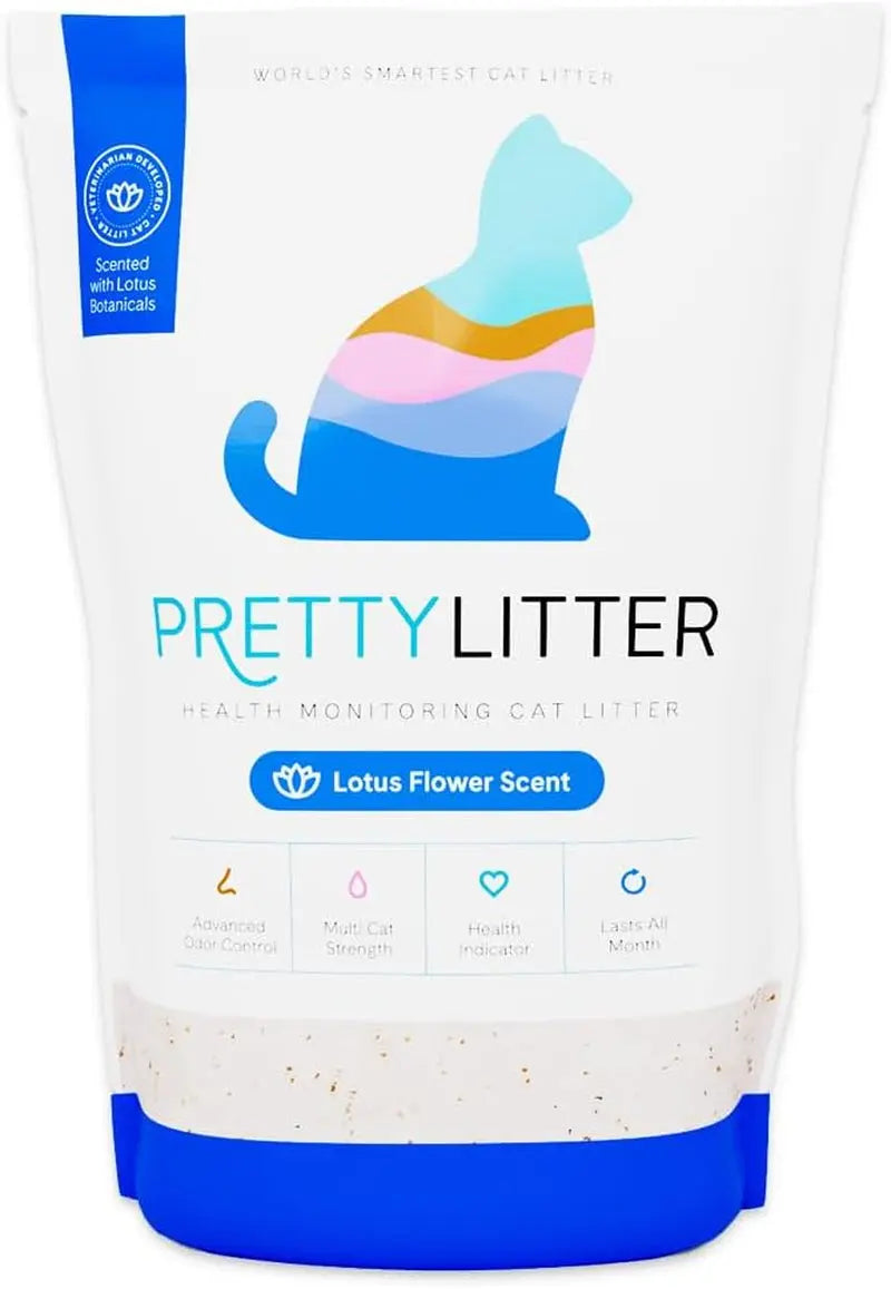 PrettyLitter Health Monitoring Cat Litter – Silica Gel, 6 lbs, Non Clumping Lotus Flower 6 Lb