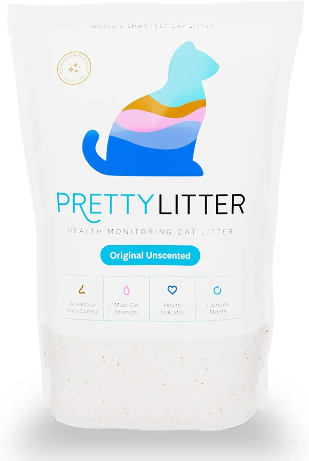 PrettyLitter Health Monitoring Cat Litter – Silica Gel, 6 lbs, Non Clumping Unscented 6 Lb