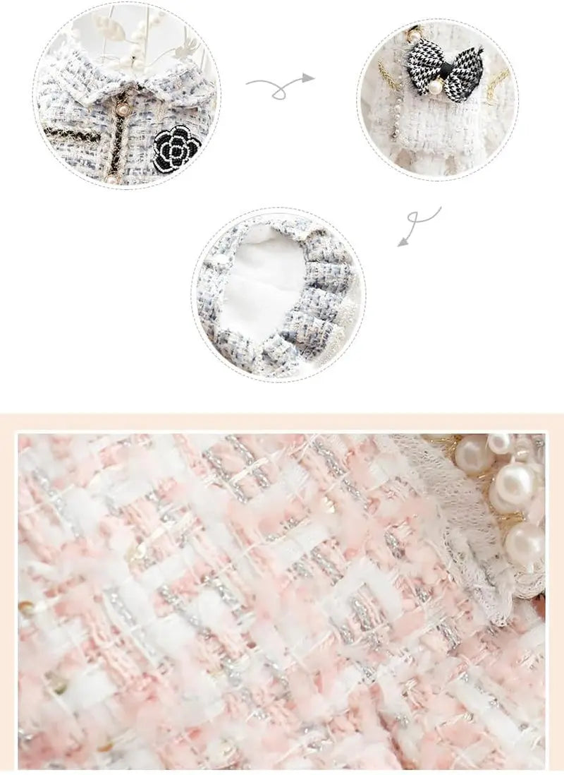 Princess Dog Dress | Lolita Tweed Coat Outfit for Small Dogs & Puppies